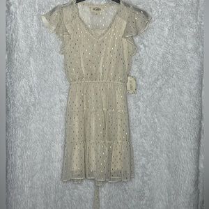 Sweet Wanderer | Cream and gold midi dress